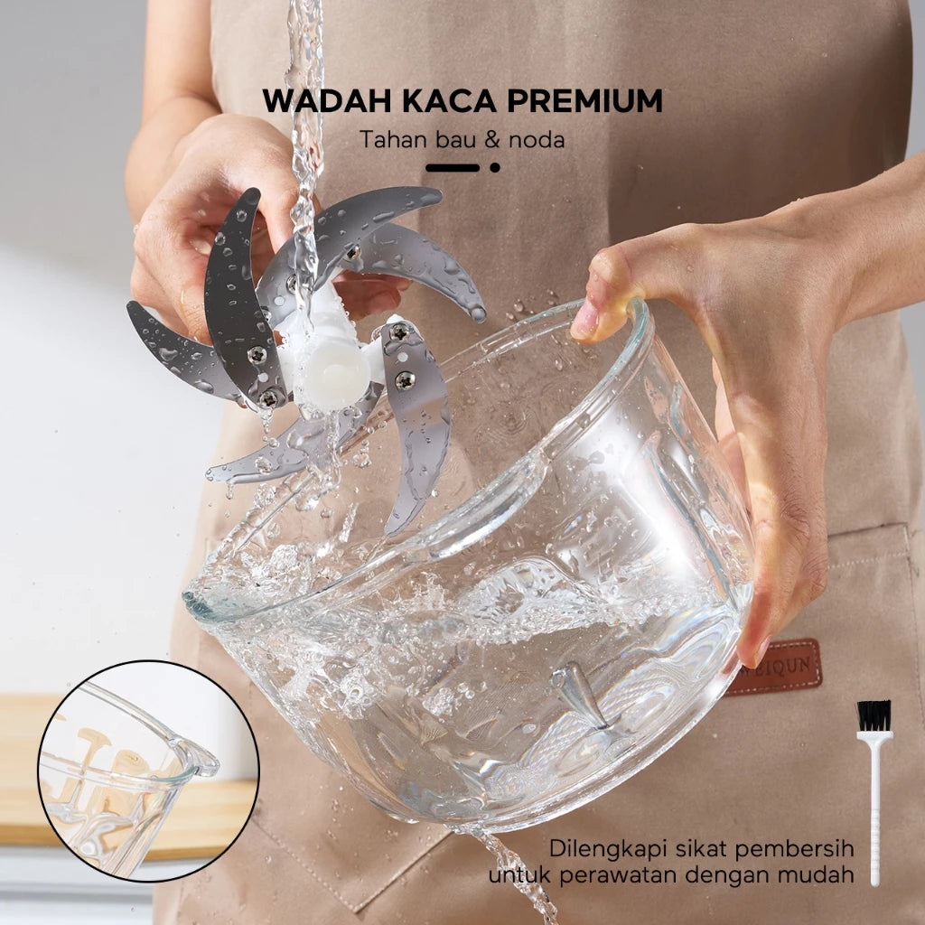 Ecentio food chopper blender kaca Layar LED 2L 6 Mata Pisau food grade