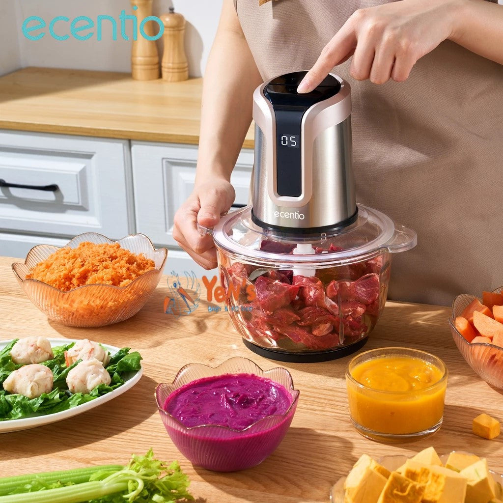 Ecentio food chopper blender kaca Layar LED 2L 6 Mata Pisau food grade