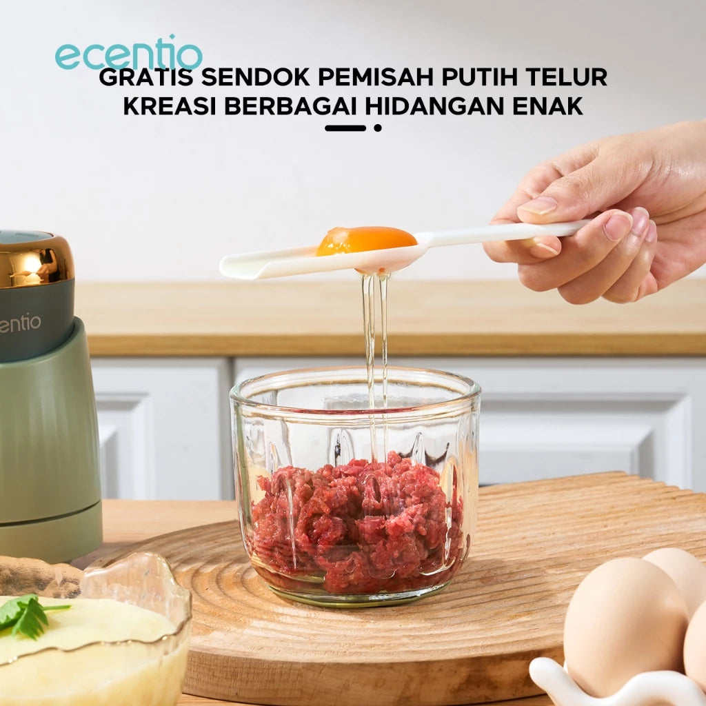 ecentio 3 Kecepatan Food Processor MPASI Blender Bayi 500ml 3 Pisau Mangkuk Kaca Food Grade