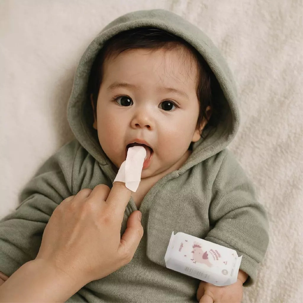 mugu Tisu Basah Pembersih Lidah dan Gigi Bayi Tooth & Gum Mini Wipes Xylitol Travel Friendly