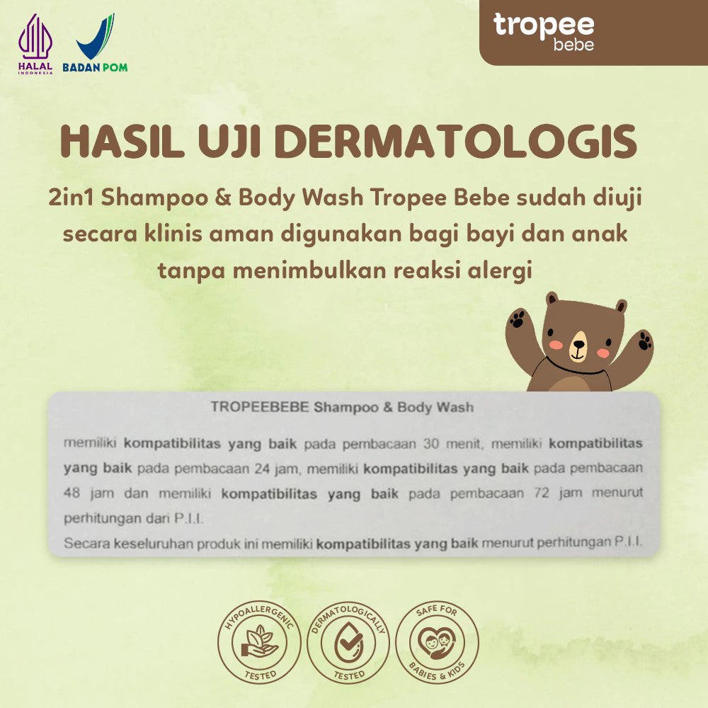 Tropee Bebe Shampoo & Body Wash 250ml | Sampo & Sabun Mandi Anak | Natural Free SLS