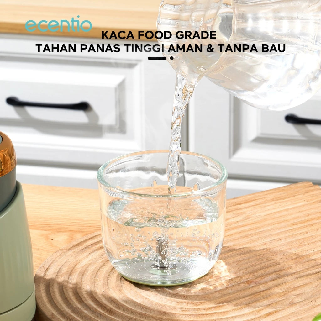 ecentio 3 Kecepatan Food Processor MPASI Blender Bayi 500ml 3 Pisau Mangkuk Kaca Food Grade