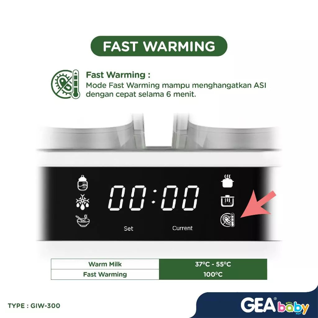 GEA Baby Instant Warmer & Sterilizer GIW-300 Penghangat Asi /  Milk & Food Warmer Steamer