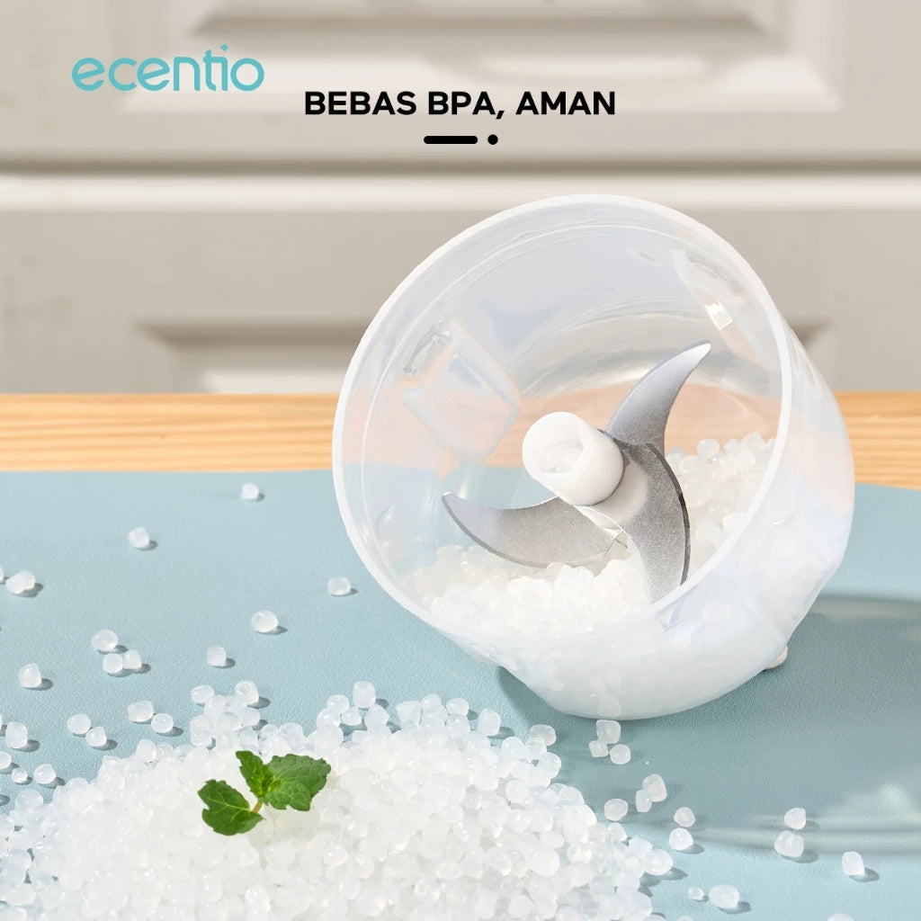 ecentio chopper mini kaca 2in1 Blender 6 pisau+3 pisau Penggiling Daging 350ml+250ml portable