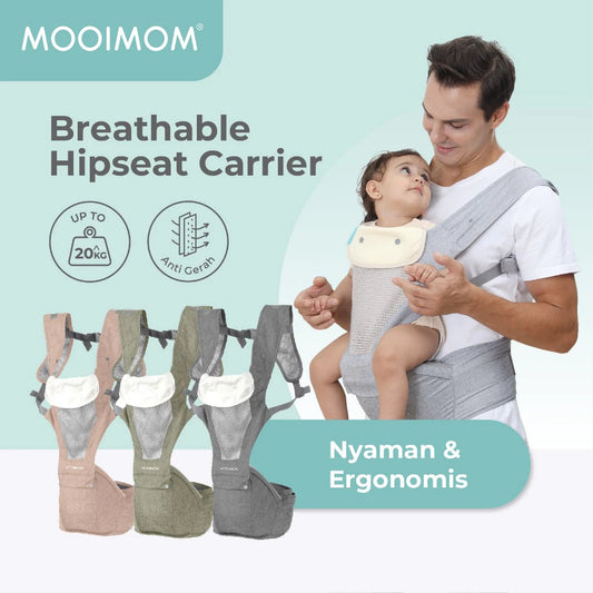 MOOIMOM Breathable Hipseat Carrier - Gendongan Bayi Hipseat Tidak Gerah & Simple