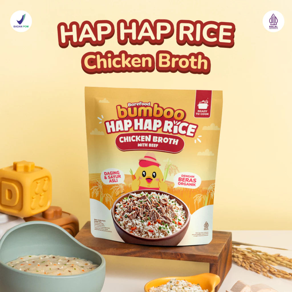 BUMBOO Hap Hap Rice - 100% Beras Organik Tanpa Pestisida - Double Protein Hewani - HALAL