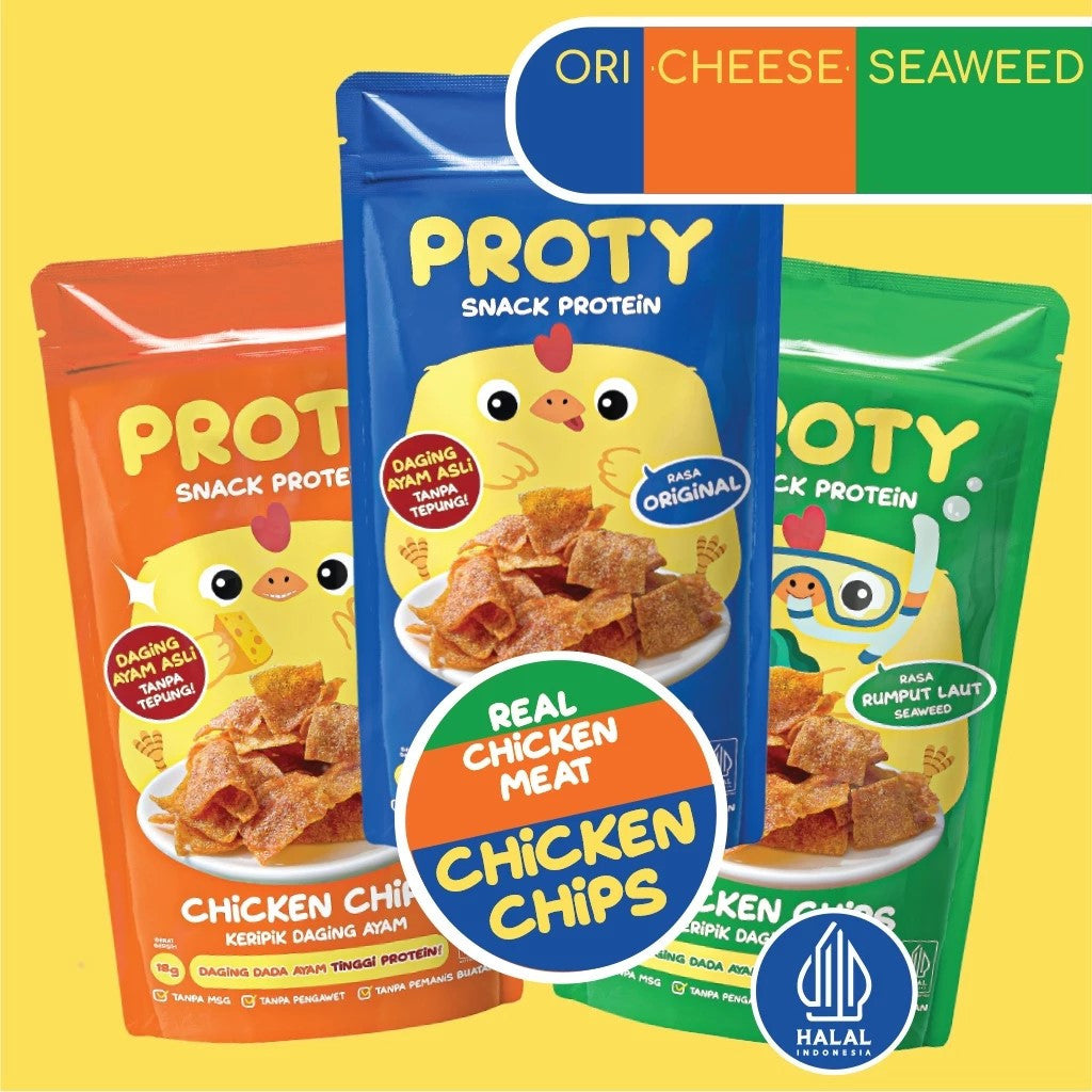 PROTY Camilan Chicken Chips Ori / Keju / RumputLaut - Snack Cemilan Berprotein