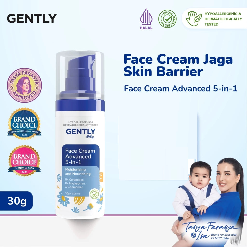 GENTLY Baby Face Cream Advanced 5-in-1 dengan 5x Ceramide dan 8x Hyaluronan 30gr