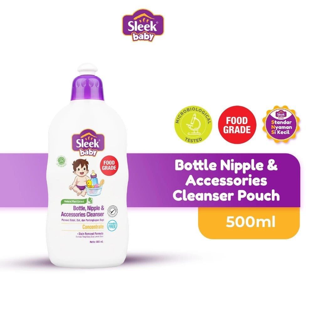 Sleek Baby Bottle Nipple & Accessories Cleanser 500ml Natural anti bacterial