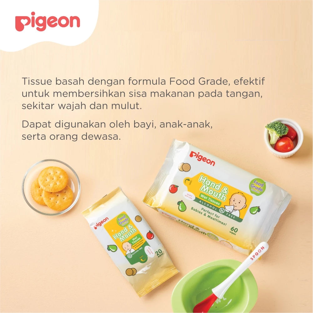 PIGEON Hand and Mouth Wet Tissue - 20 Sheets | Tisu Basah Bayi Fragrance Free