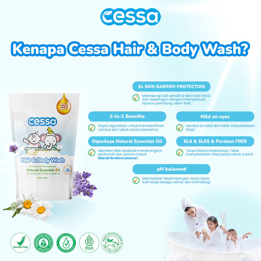 Cessa Hair & Body Wash Refill 250 Ml / Sabun Mandi Bayi