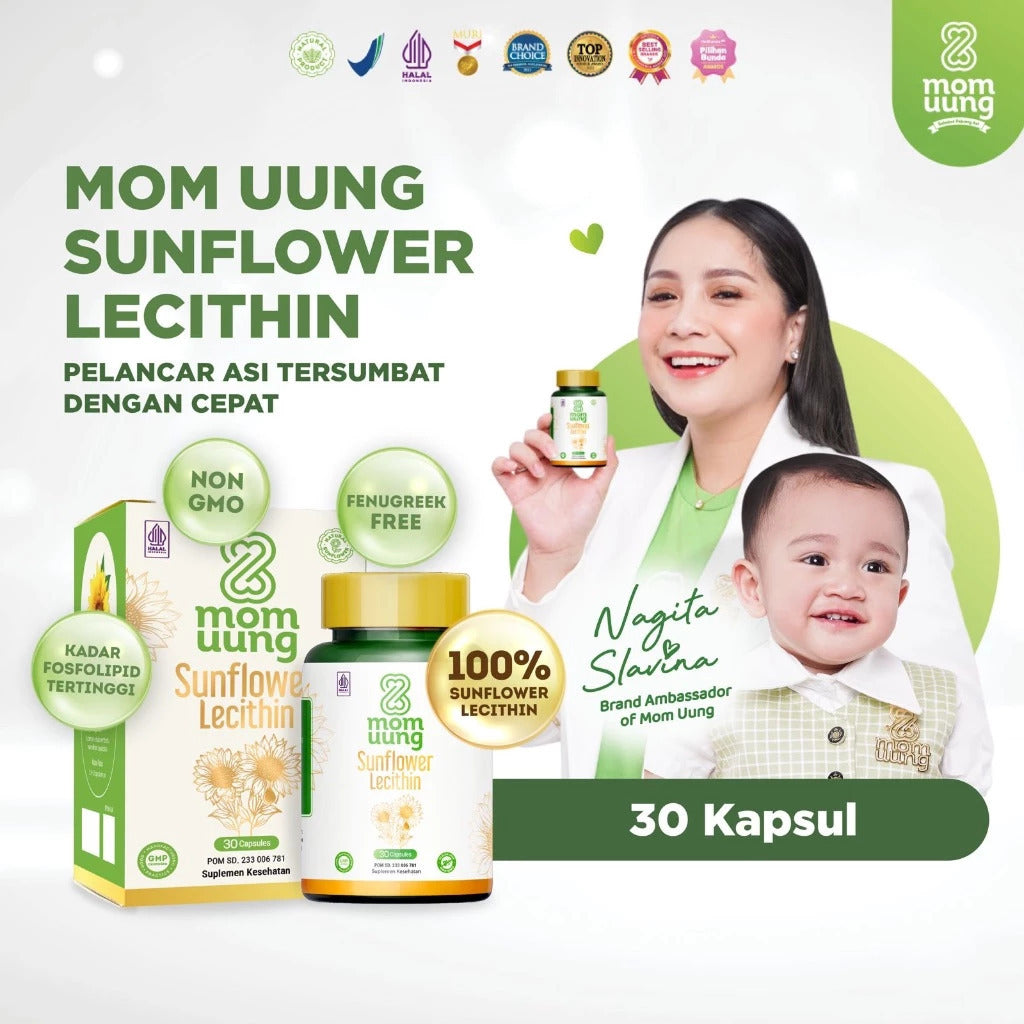 Mom Uung Sunflower Lecithin 30 Kapsul Melancarkan Sumbatan ASI - Non GMO