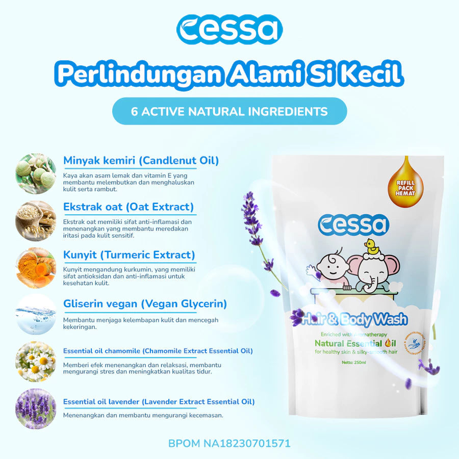 Cessa Hair & Body Wash Refill 250 Ml / Sabun Mandi Bayi