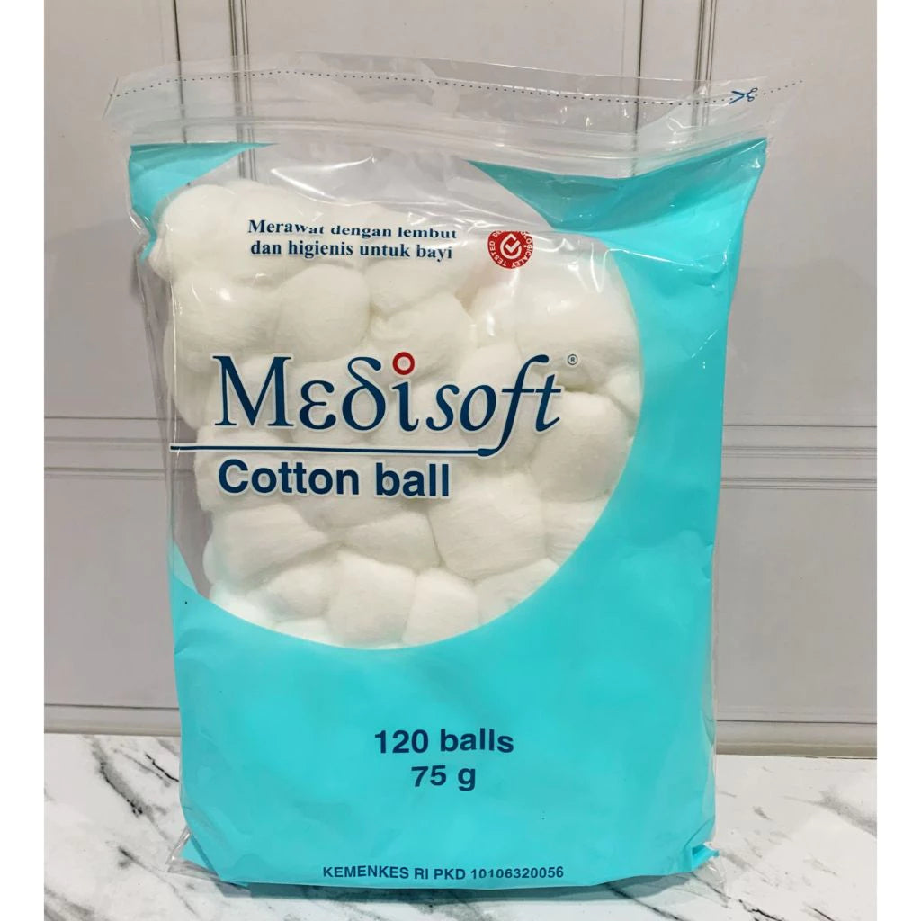 Medisoft Cotton Ball / Kapas Bulat 120 Balls 75gr / Kapas Medis / Kapas Bayi