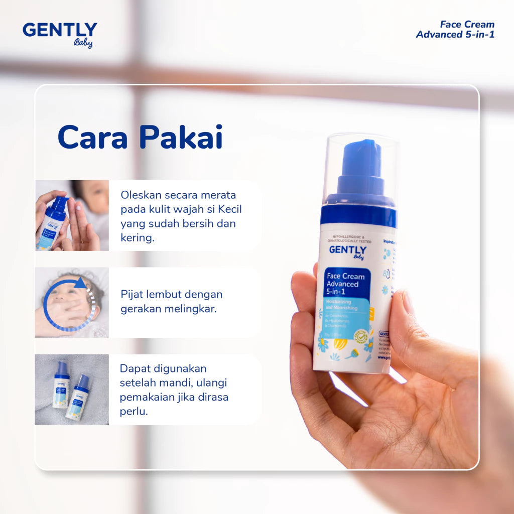 GENTLY Baby Face Cream Advanced 5-in-1 dengan 5x Ceramide dan 8x Hyaluronan 30gr