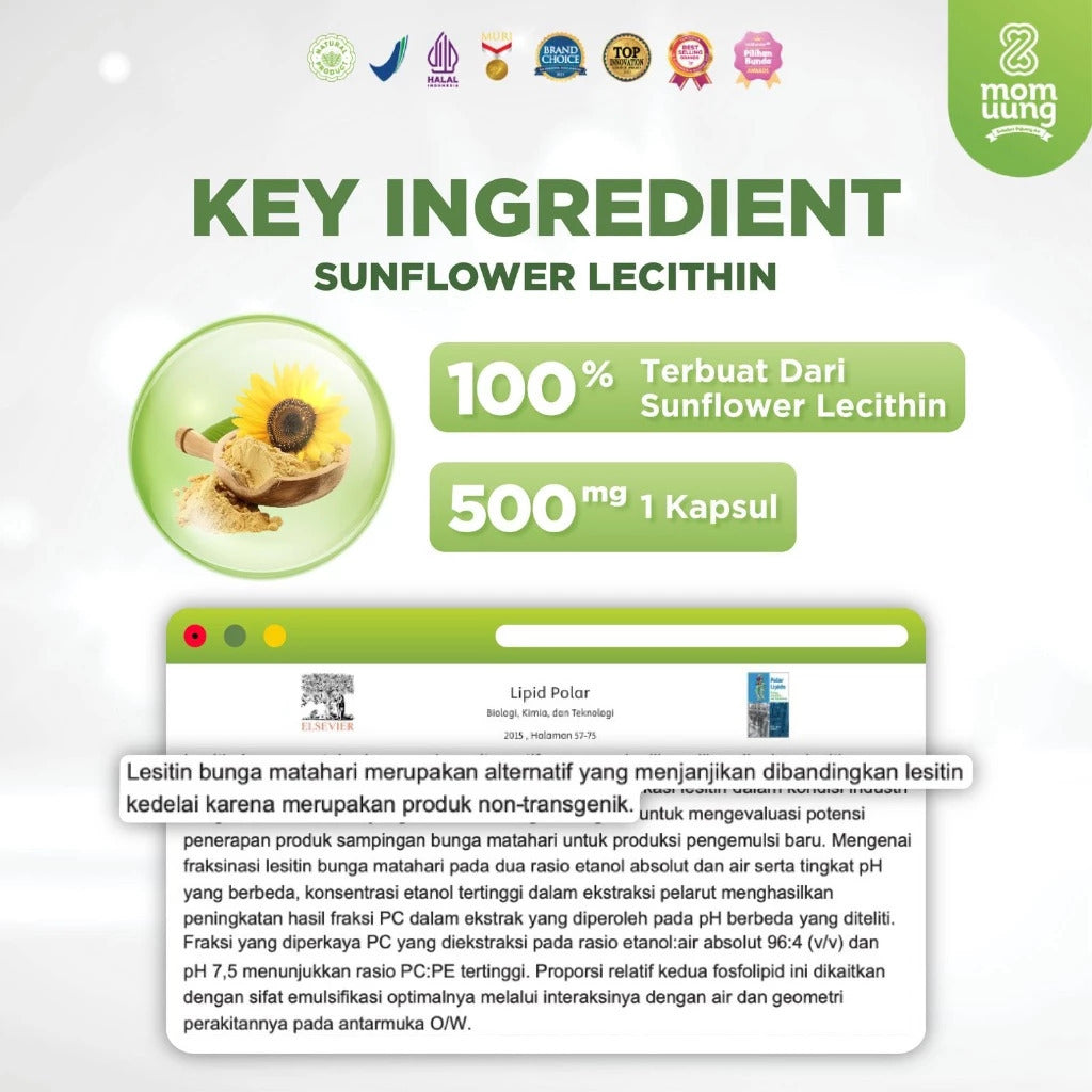 Mom Uung Sunflower Lecithin 30 Kapsul Melancarkan Sumbatan ASI - Non GMO