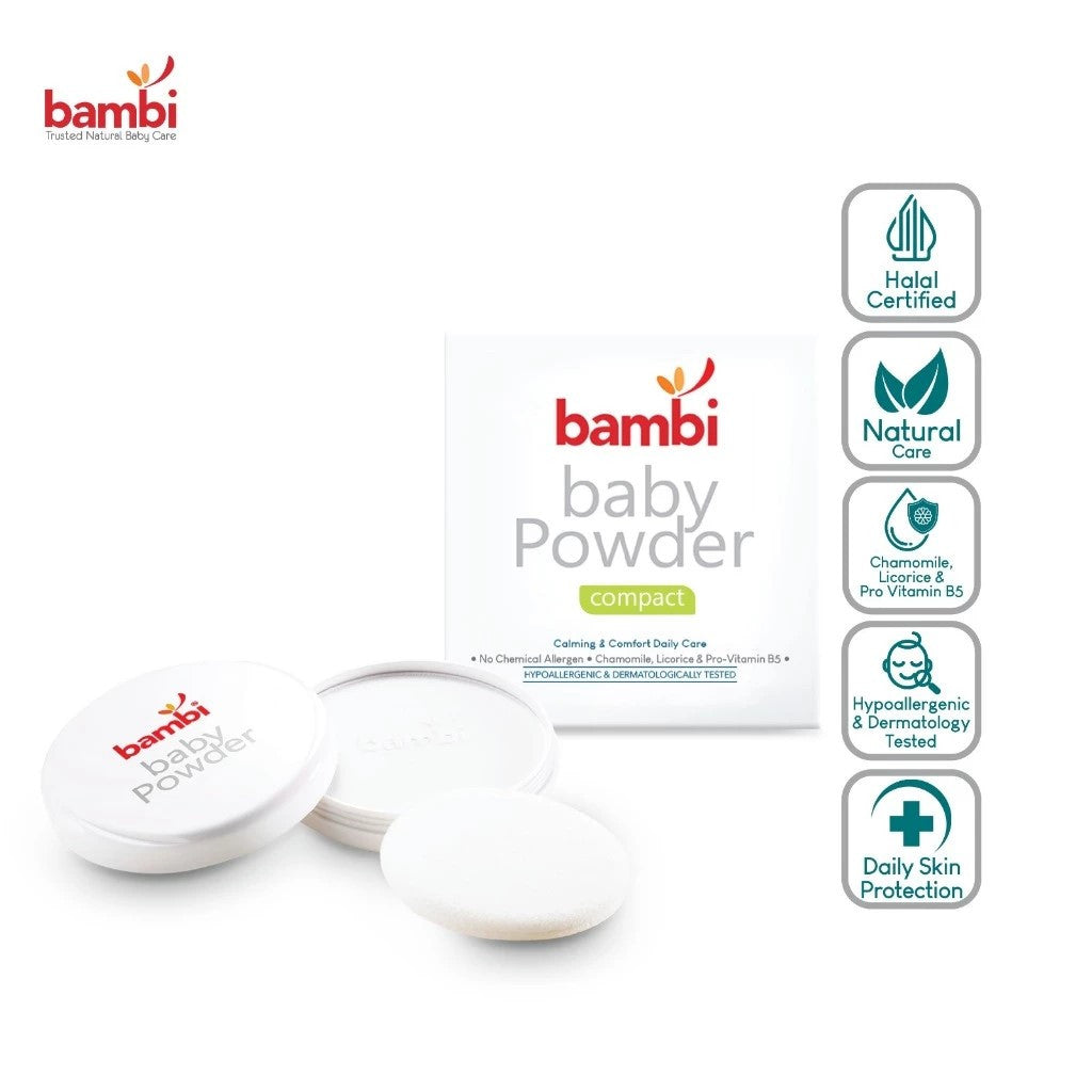 Bambi Baby Compact Powder 40gr | Bedak Padat Bayi Kulit Normal - Sensitif | Aromatherapy