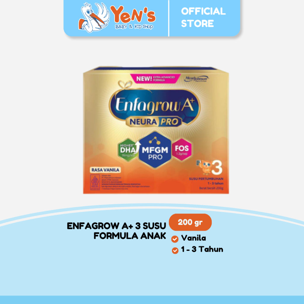 Enfagrow A+ 3 Susu Formula Anak 1 - 3 Tahun Vanila 200 gr Higher DHA 35mg/saji
