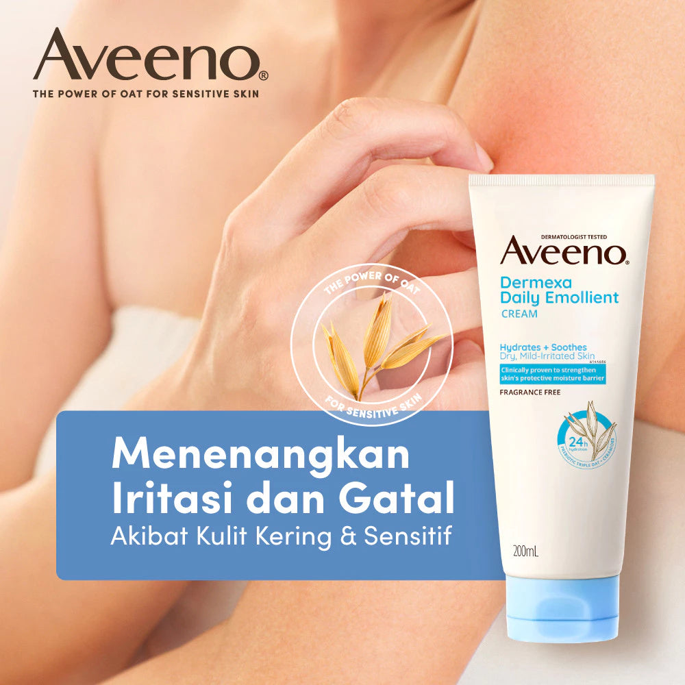 AVEENO Dermexa Daily Emollient Cream 200g-Lotion Pelembap untuk Kulit Sensitif, Kering & Rawan Eksim