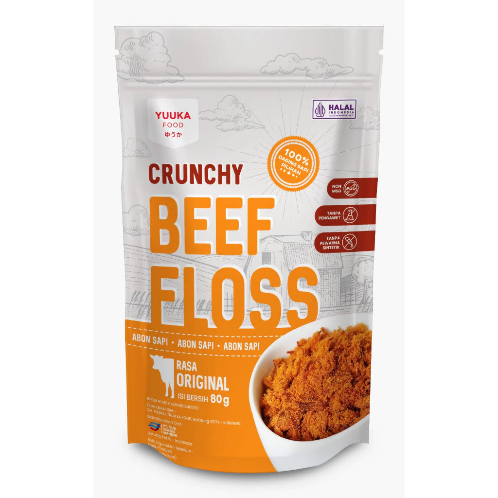 Yuuka Food Crunchy Abon Sapi & Ayam 80gr Non MSG & Tanpa Pengawet