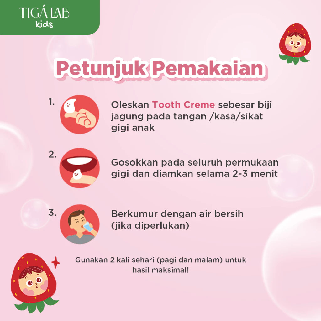 TIGALAB Kids Tooth Creme  tanpa SLS - Pasta Gigi Anak Cegah Gigi Bolong
