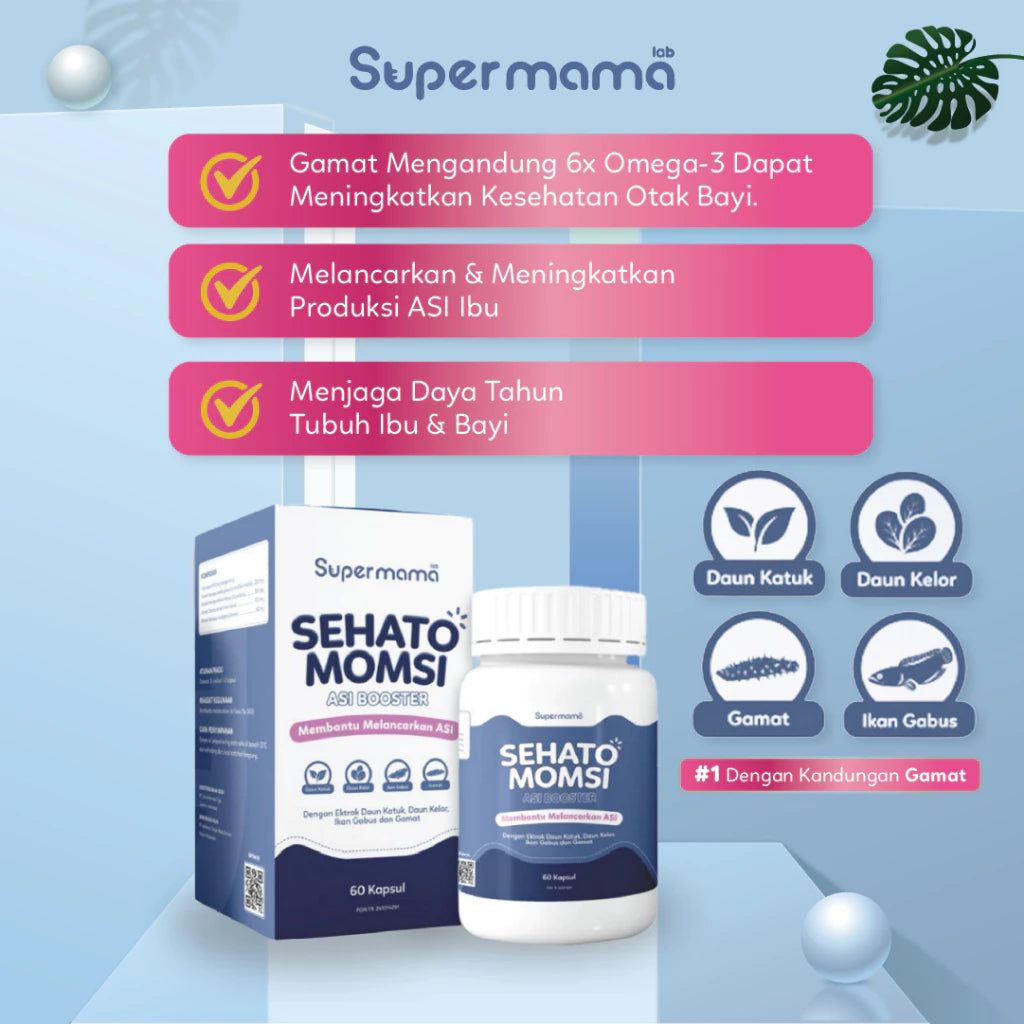 Supermama Lab ASI BOOSTER SEHATO MOMSI 30 Kapsul Pelancar Asi BPOM | Fenugreek Free