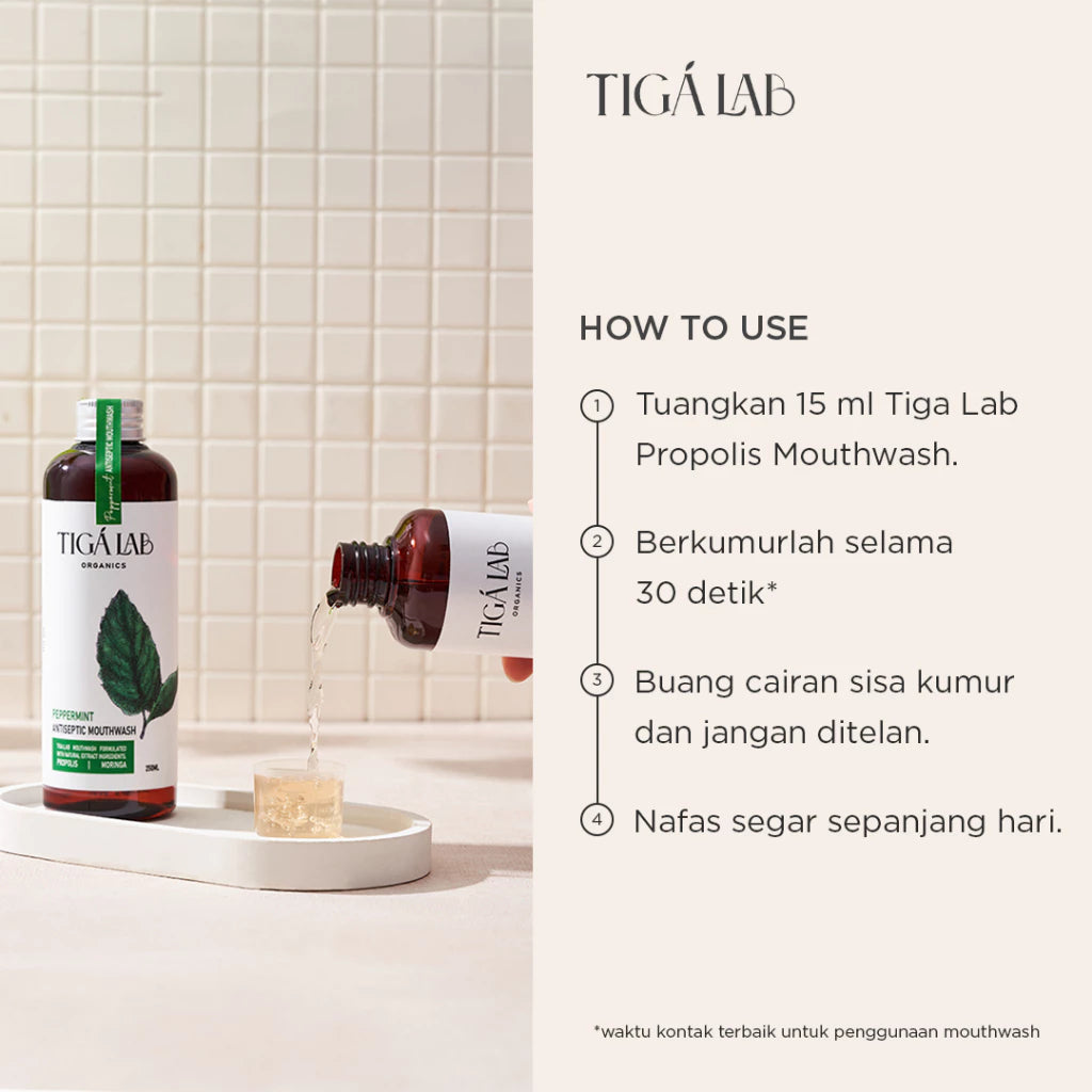 TIGA LAB Propolis Mouthwash 250ml - Obat Kumur Propolis Untuk Membunuh Bakteri Dalam 30 Detik