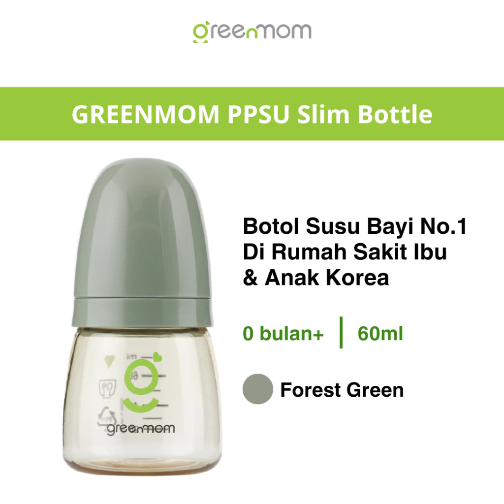 Greenmom PPSU Slim 60ml / 150ml / 250ml - Anti-kolik / Brand Korea / Botol Susu Bayi Terbaik