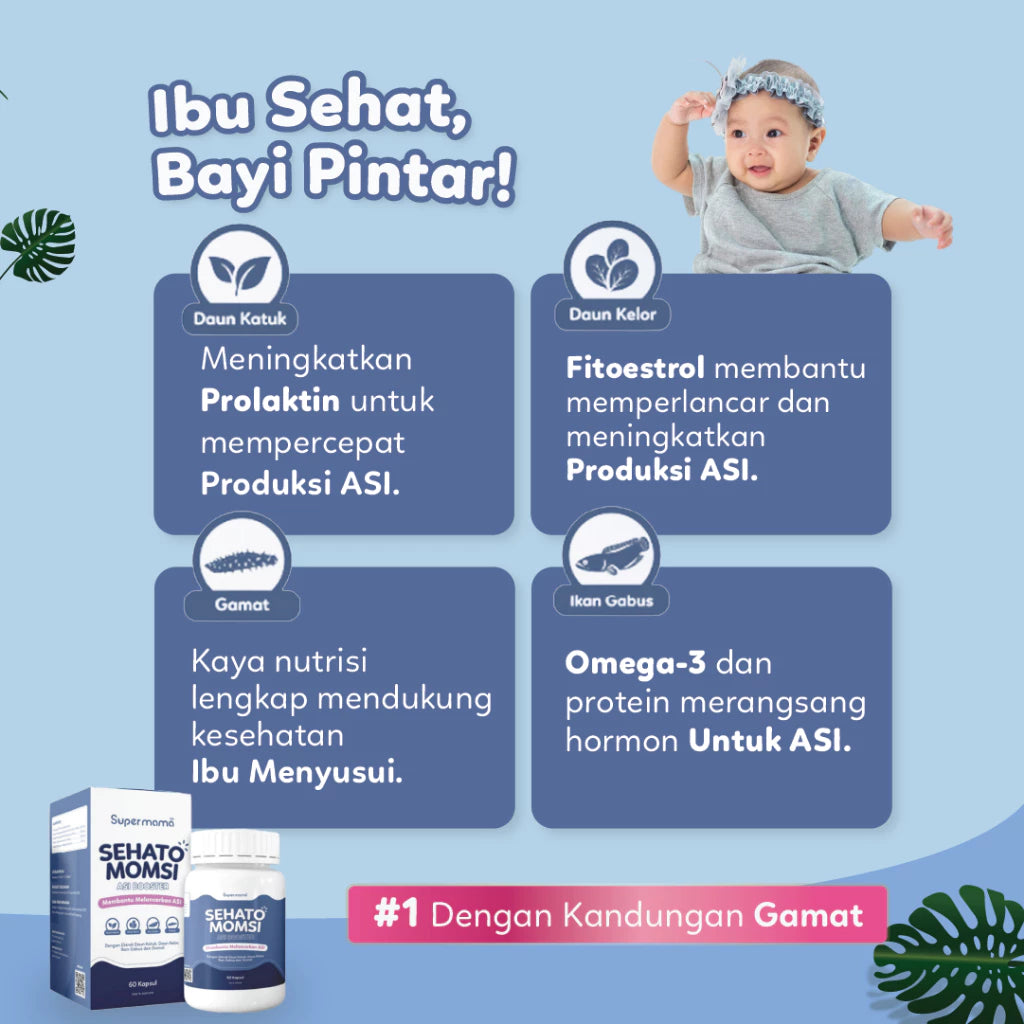 Supermama Lab ASI BOOSTER SEHATO MOMSI 30 Kapsul Pelancar Asi BPOM | Fenugreek Free