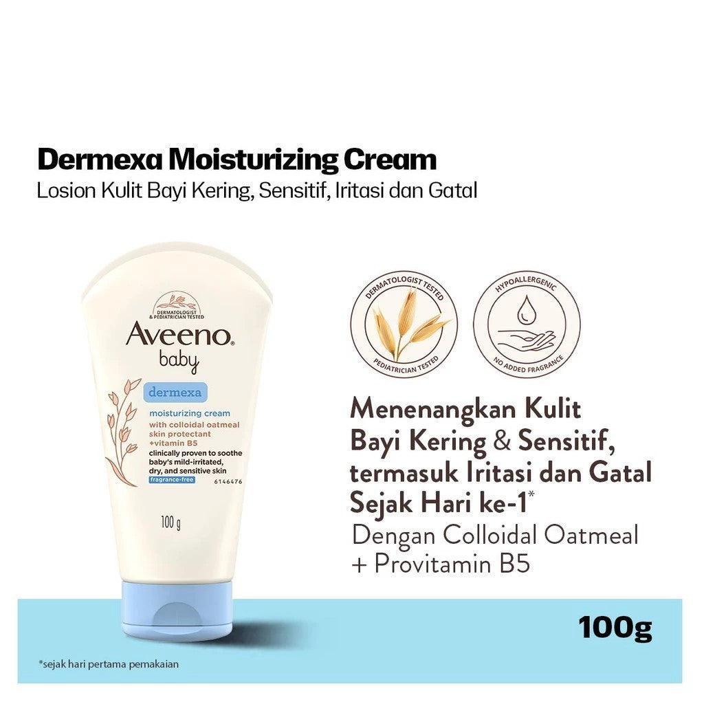 AVEENO Baby Dermexa Cream 100g - Krim Pelembap Kulit Bayi Kering & Sensitif Selama 24 Jam