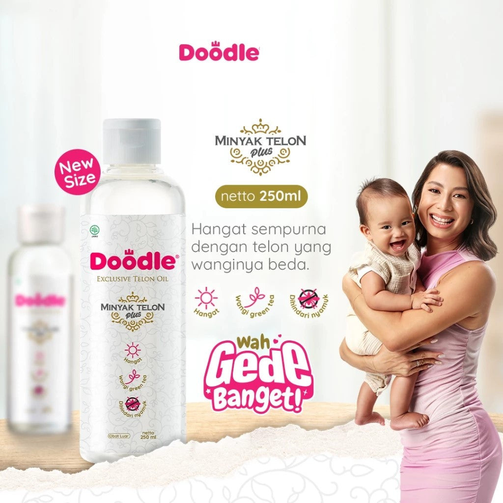 Minyak Telon Doodle Wangi Greentea Ukuran 250 Ml - Terdiri dari bahan-bahan alami