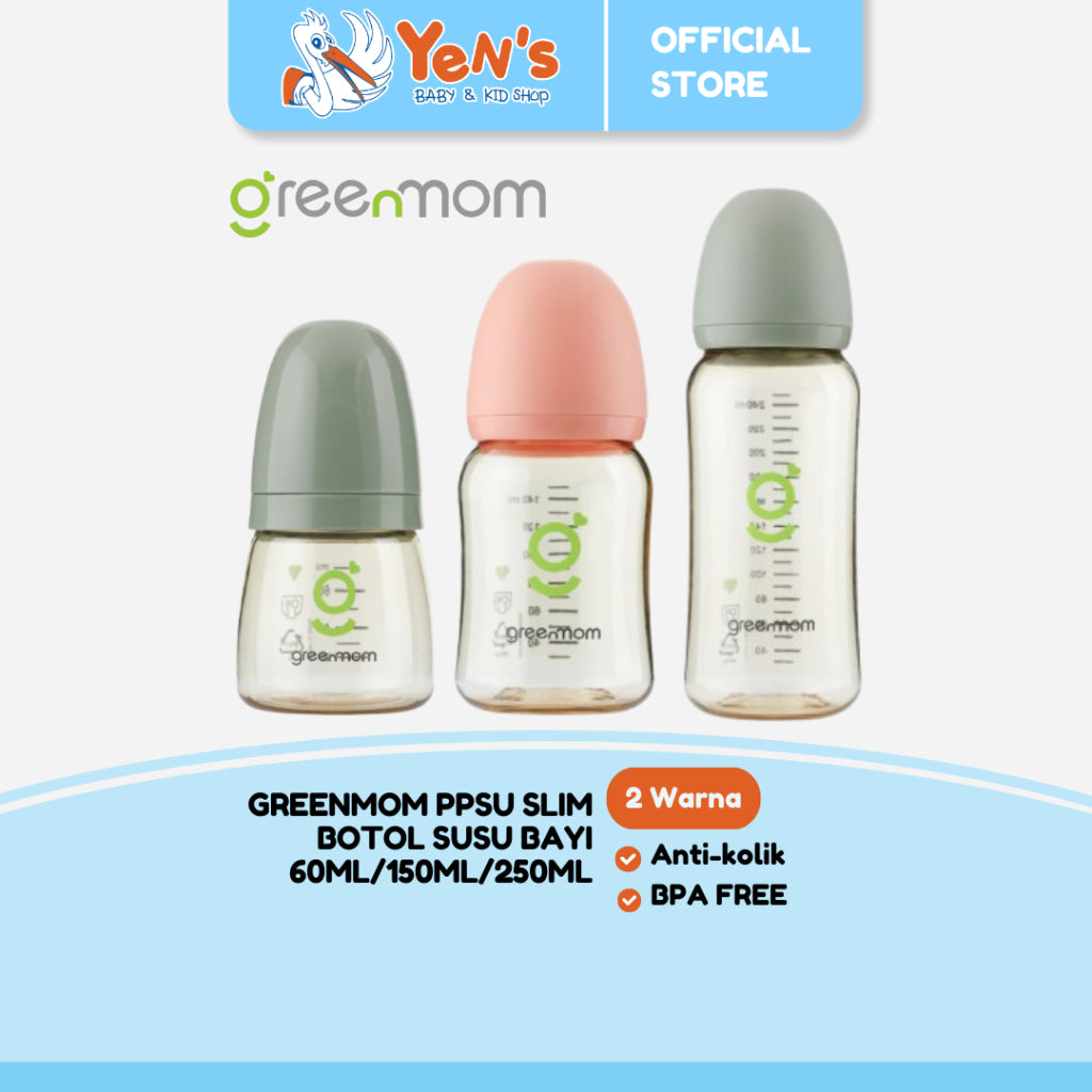 Greenmom PPSU Slim 60ml / 150ml / 250ml - Anti-kolik / Brand Korea / Botol Susu Bayi Terbaik