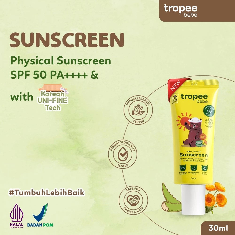 Tropee Bebe Physical Sunscreen 30ml - Sunscreen Bayi & Anak SPF 50 PA++++