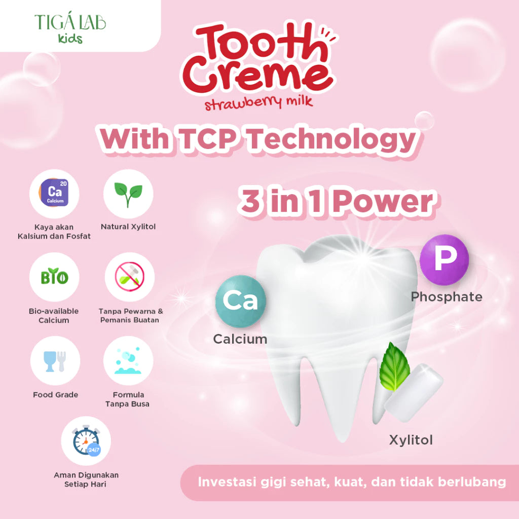 TIGALAB Kids Tooth Creme  tanpa SLS - Pasta Gigi Anak Cegah Gigi Bolong