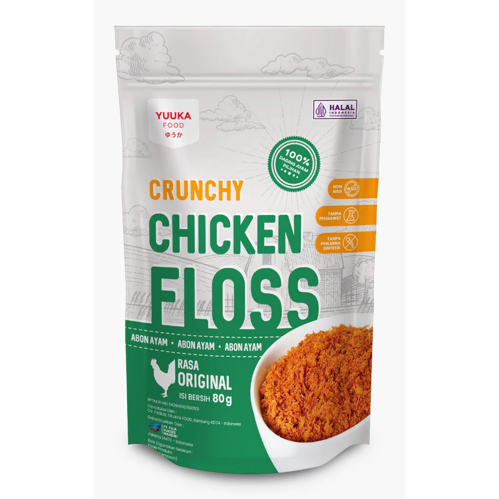 Yuuka Food Crunchy Abon Sapi & Ayam 80gr Non MSG & Tanpa Pengawet
