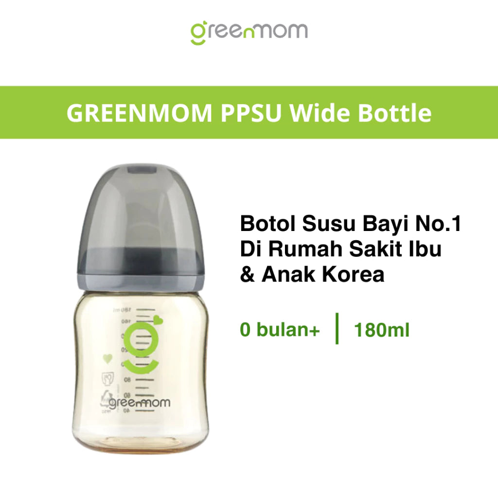 Greenmom PPSU Wide Bottle 260ml - Botol Susu Bayi Anti-kolik - Brand Korea