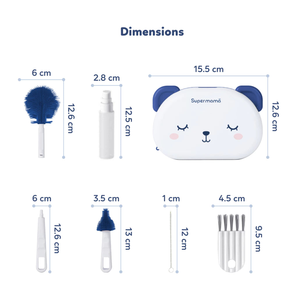 Supermama Lab 6-in-1 Set Sikat Botol Bayi | Brush Set BPA FREE