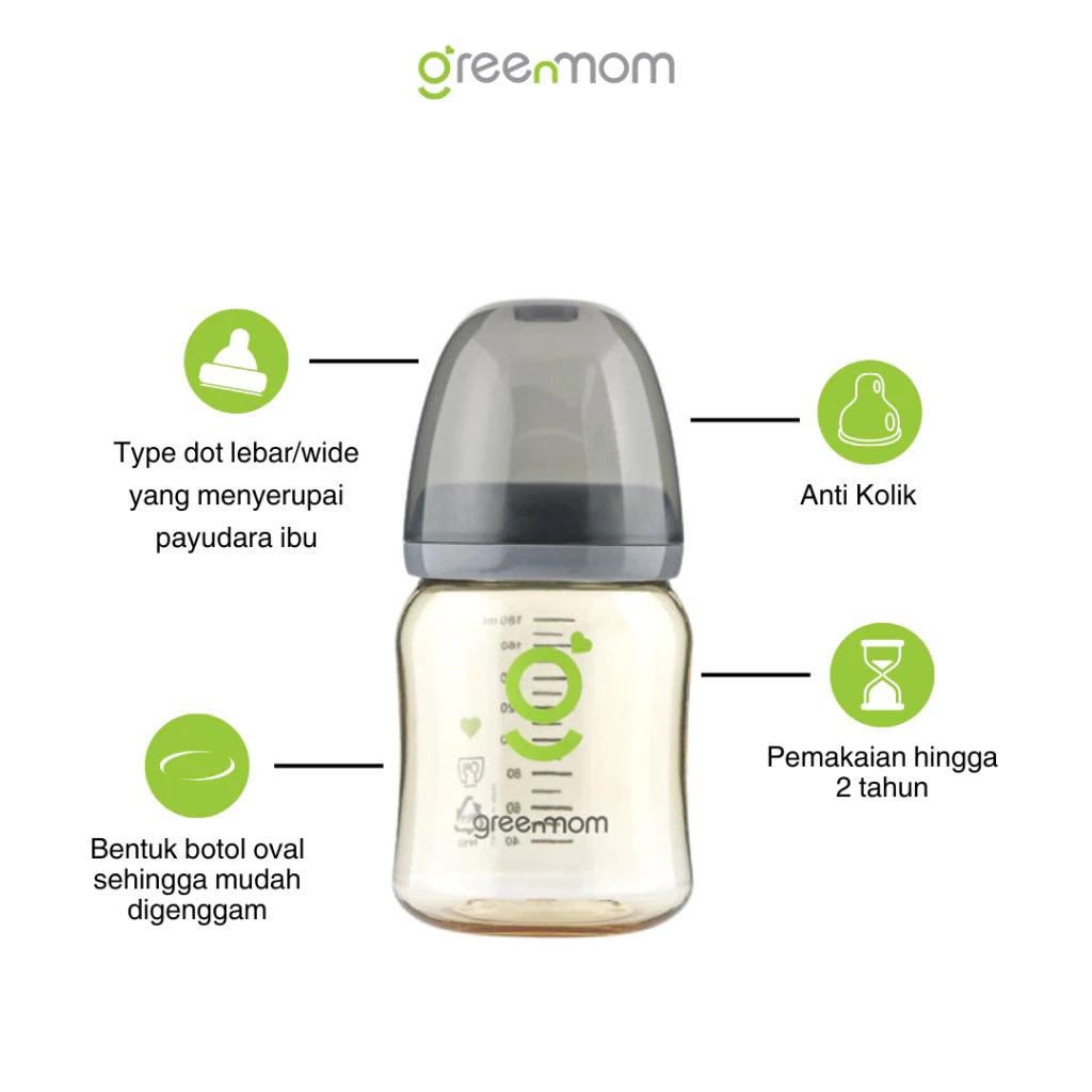 Greenmom PPSU Wide Bottle 260ml - Botol Susu Bayi Anti-kolik - Brand Korea