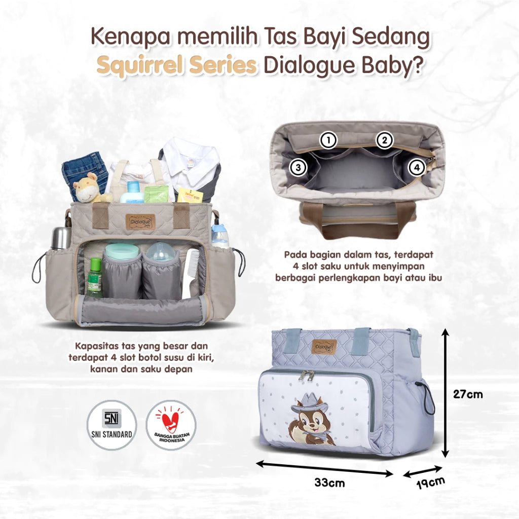 DIALOGUE BABY Tas Perlengkapan Bayi Sedang 2IN1 Squirrel Series DGT7337