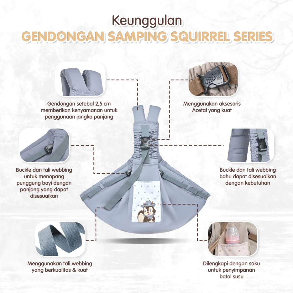 DIALOGUE BABY Gendongan Samping M-Shape 4IN1 Squirrel Series DGG4338 - Gendongan Bayi