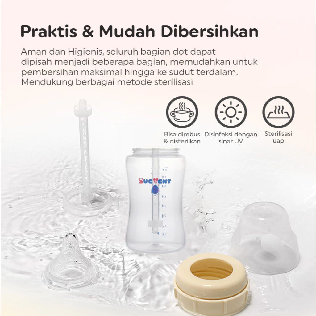 SucVent Non-Bubble & Anti-Choking Bottle PP 120ml YG5505 / Botol Susu Bayi Anti Kolik & Kembung