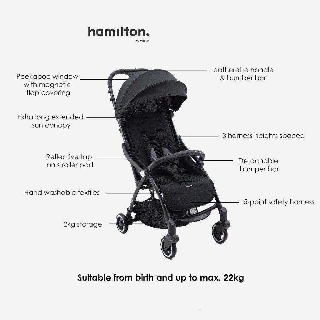 Hamilton X1 Lite Stroller | MagicFold™, Nyaman & Praktis | Kereta Dorong Bayi