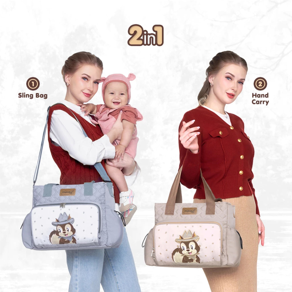 DIALOGUE BABY Tas Perlengkapan Bayi Sedang 2IN1 Squirrel Series DGT7337