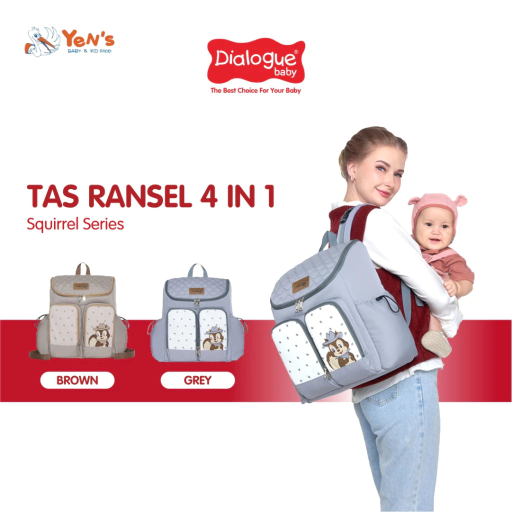 DIALOGUE BABY Tas Perlengkapan Bayi Ransel 4IN1 Squirrel Series DGT7338 / Tas Gendong