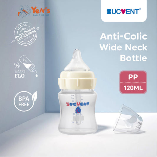 SucVent Non-Bubble & Anti-Choking Bottle PP 120ml YG5505 / Botol Susu Bayi Anti Kolik & Kembung