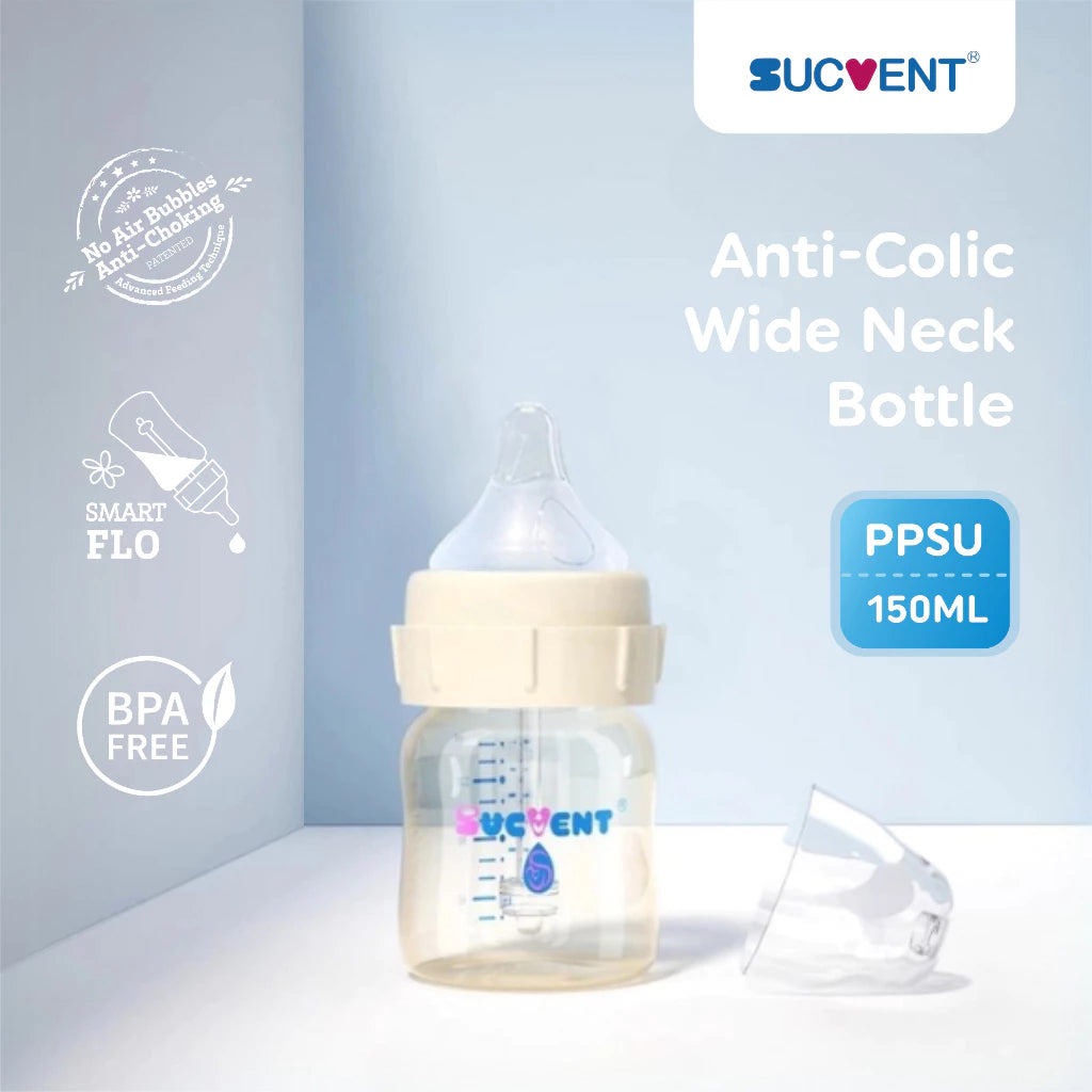 SucVent Non-Bubble & Anti-Choking Bottle PPSU 150ml / 240ml -  Botol Susu Bayi Anti Kolik & Kembung