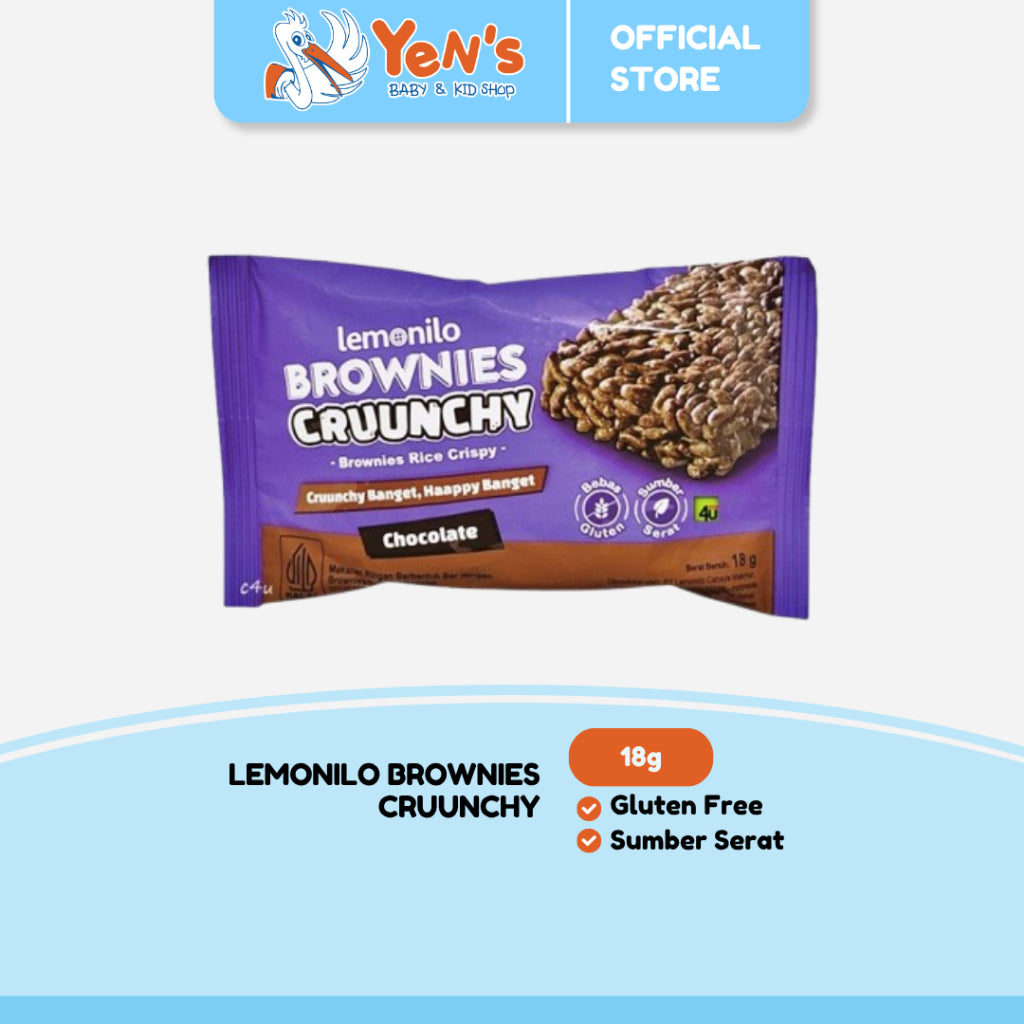 Lemonilo Brownies Cruunchy Milky Chocolate 18g - Bebas Gluten - Sumber Serat