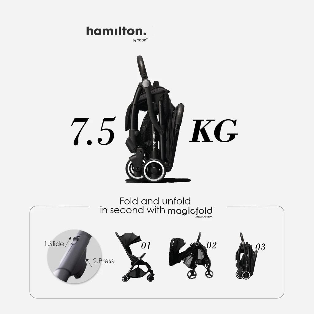 Hamilton X1 Lite Stroller | MagicFold™, Nyaman & Praktis | Kereta Dorong Bayi