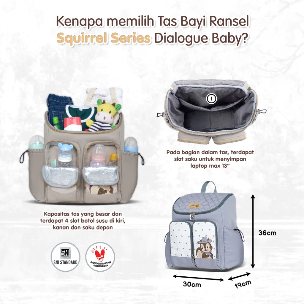 DIALOGUE BABY Tas Perlengkapan Bayi Ransel 4IN1 Squirrel Series DGT7338 / Tas Gendong