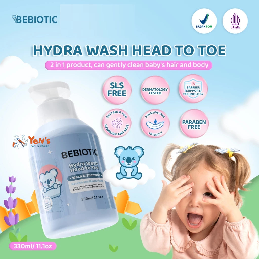 Bebiotic Hydra Wash Head to Toe 330ml - Sabun Mandi & Sampo Bayi 2 in 1